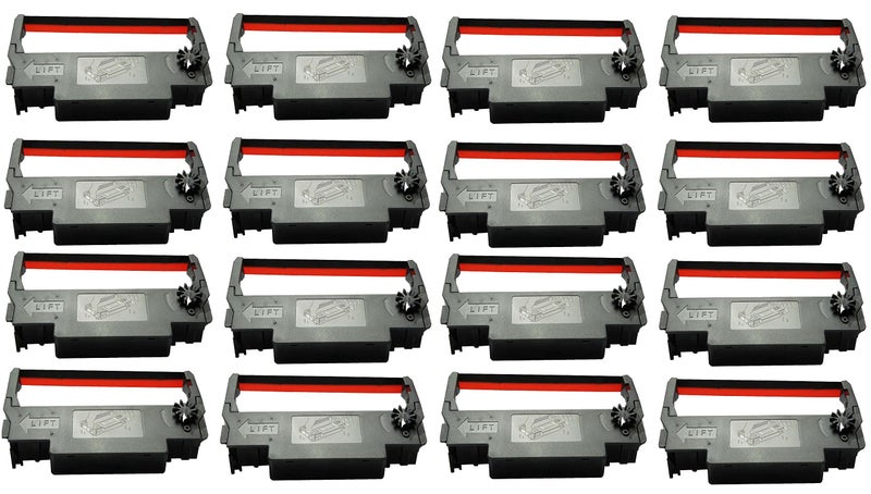 Bixolon (RRC-201BR-16) ERC-30, 16-Pack KD02-00057A Black and Red Ribbon Cartridge ink Compatible with SNBC SRP-275 & SRP-270 (GRC-220BR) - Image 1
